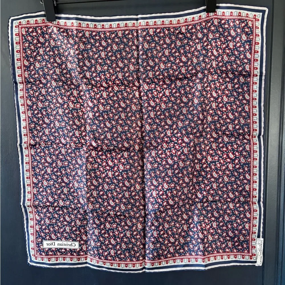 Christian Dior VTG Classic Paisley Square Scarf